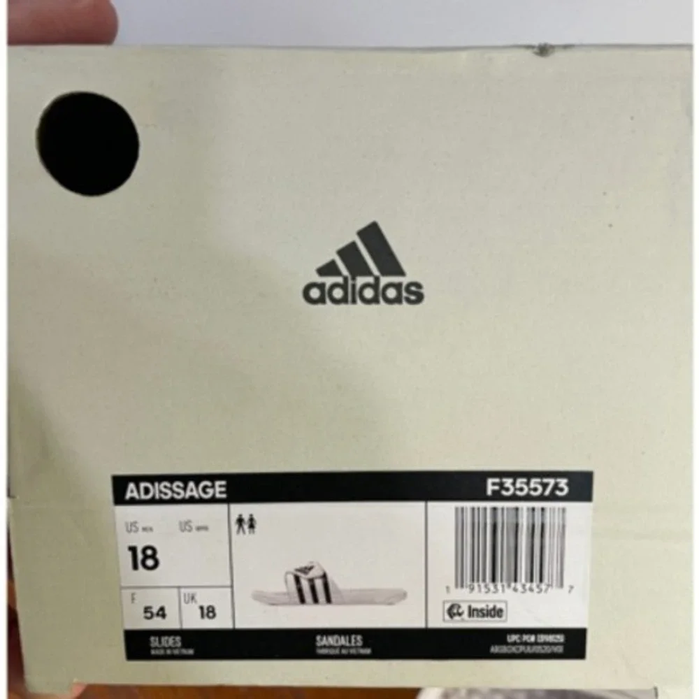 Adidas Adissage Slides Sandal Massage Comfort‎ White Black Mens 18 w/Box NEW